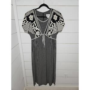 Vintage 90s K Studio Size 10 black & off white maxi dress. Modest.